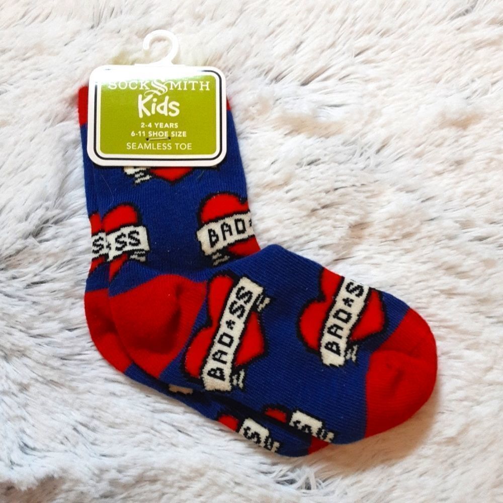 SOCKSMITH KIDS Socks Hearts Funny Fits Shoe‎ 6 - 11 NWT